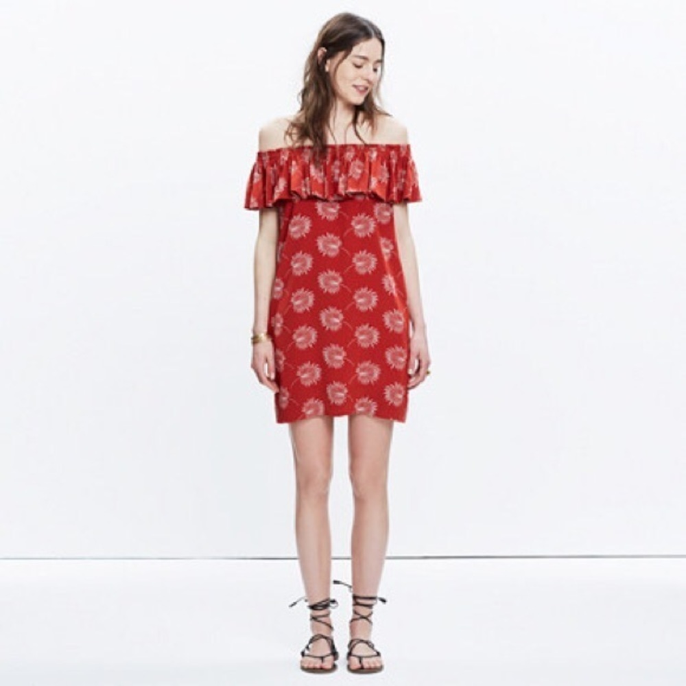 Madewell Red Off-the-shoulder Dress